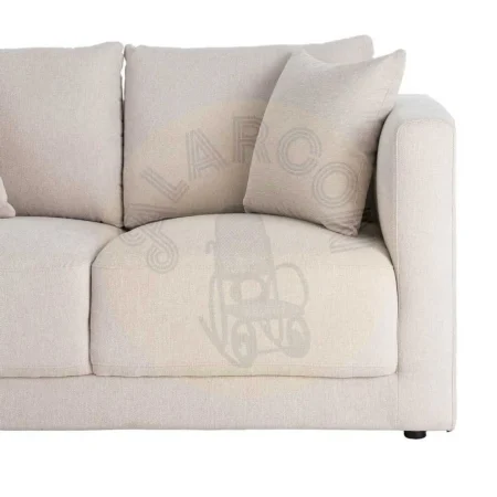 Sofá 2 plazas crema en tejido con estructura de madera y cojines desenfundables 165x96x86cm - Ixia - 616582IX - foto-secundaria-6