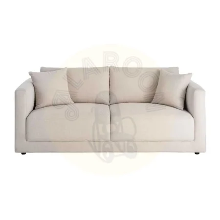 Sofá 3 plazas crema en tejido con estructura de madera cojines desenfundables patas de madera de caucho 210x96x86cm - Ixia - 616583IX - foto-secundaria-1