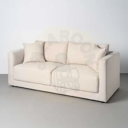 Sofá 3 plazas crema en tejido con estructura de madera cojines desenfundables patas de madera de caucho 210x96x86cm - Ixia - 616583IX - foto-secundaria-10
