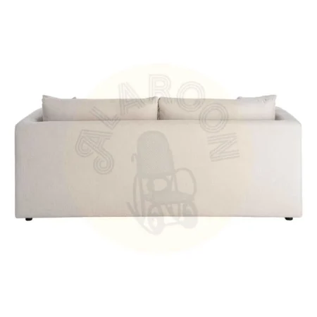 Sofá 3 plazas crema en tejido con estructura de madera cojines desenfundables patas de madera de caucho 210x96x86cm - Ixia - 616583IX - foto-secundaria-2