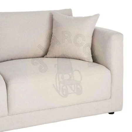 Sofá 3 plazas crema en tejido con estructura de madera cojines desenfundables patas de madera de caucho 210x96x86cm - Ixia - 616583IX - foto-secundaria-3