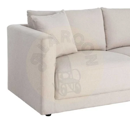 Sofá 3 plazas crema en tejido con estructura de madera cojines desenfundables patas de madera de caucho 210x96x86cm - Ixia - 616583IX - foto-secundaria-4