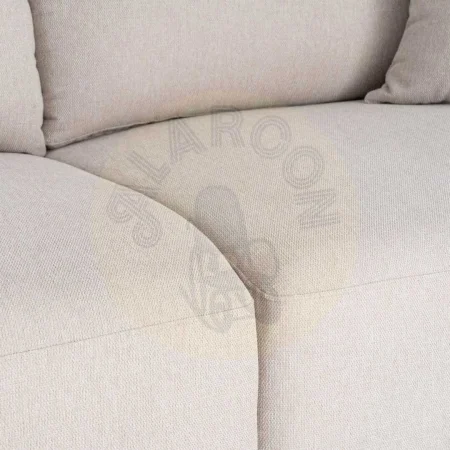Sofá 3 plazas crema en tejido con estructura de madera cojines desenfundables patas de madera de caucho 210x96x86cm - Ixia - 616583IX - foto-secundaria-5