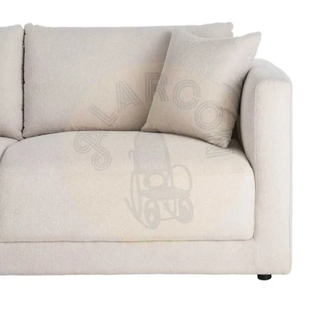 Sofá 3 plazas crema en tejido con estructura de madera cojines desenfundables patas de madera de caucho 210x96x86cm - Ixia - 616583IX - foto-secundaria-6
