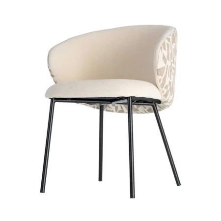 Silla tapizada estampado en tejido con estructura metálica 55.50x57x76cm - Ixia - 616584IX - foto-blanco