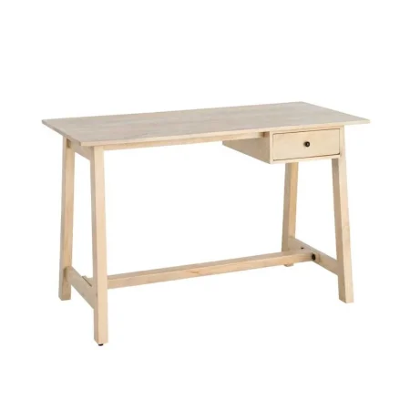 Escritorio en madera de mango color teka con cajón y pomo metálico negro 120x60x77cm - Ixia - 616587IX - foto-blanco