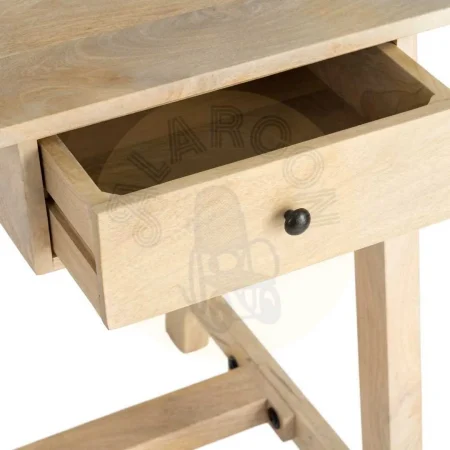 Escritorio en madera de mango color teka con cajón y pomo metálico negro 120x60x77cm - Ixia - 616587IX - foto-secundaria-1