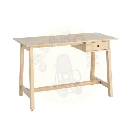 Escritorio en madera de mango color teka con cajón y pomo metálico negro 120x60x77cm - Ixia - 616587IX - foto-secundaria-3