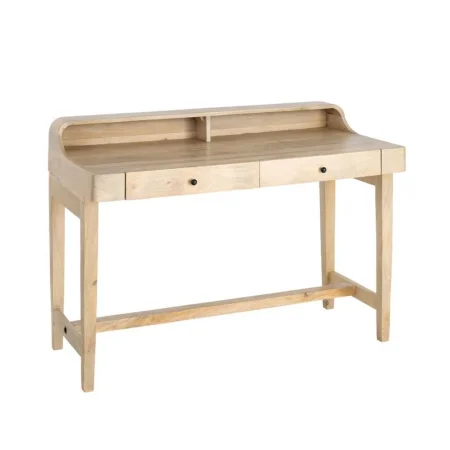Escritorio en madera de mango tono teka con dos cajones y compartimentos abiertos 122x62x88cm - Ixia - 616588IX - foto-blanco