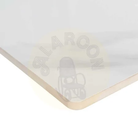 Tablero de mesa blanco en piedra sinterizada imitación mármol Calacatta alto brillo 11mm 80x80cm - Ixia - 616592IX - foto-secundaria-1