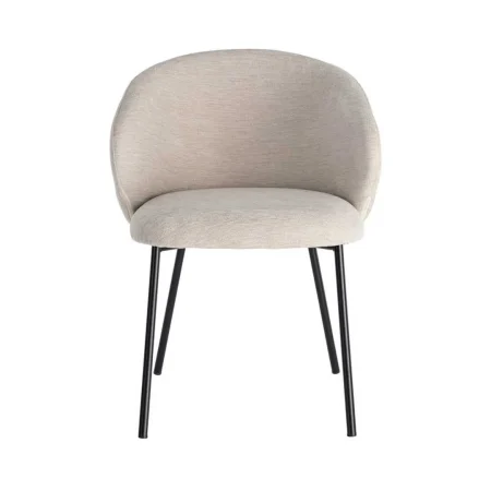 Silla beige en tejido 100% poliéster y estructura metálica para contract 56.50x56x74.50cm - Ixia - 616624IX - foto-blanco