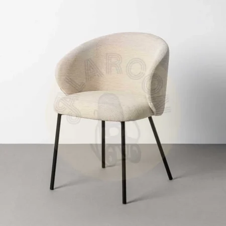 Silla beige en tejido 100% poliéster y estructura metálica para contract 56.50x56x74.50cm - Ixia - 616624IX - foto-secundaria-10