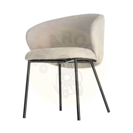 Silla beige en tejido 100% poliéster y estructura metálica para contract 56.50x56x74.50cm - Ixia - 616624IX - foto-secundaria-5