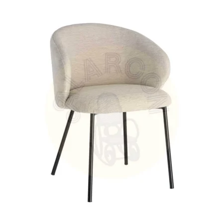 Silla beige en tejido 100% poliéster y estructura metálica para contract 56.50x56x74.50cm - Ixia - 616624IX - foto-secundaria-9