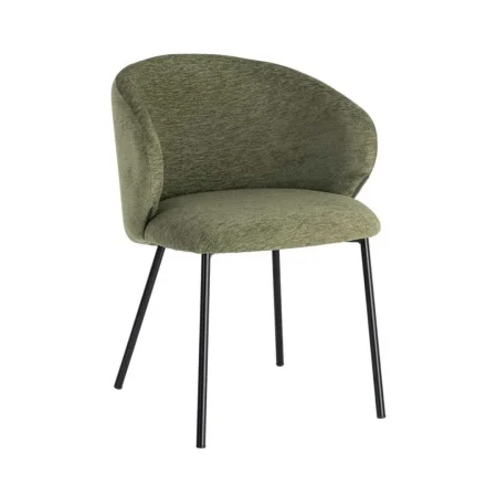 Silla verde tapizada en tejido 100% poliéster con estructura metálica y reposabrazos 56.50x56x74.50cm - Ixia - 616626IX - foto-blanco
