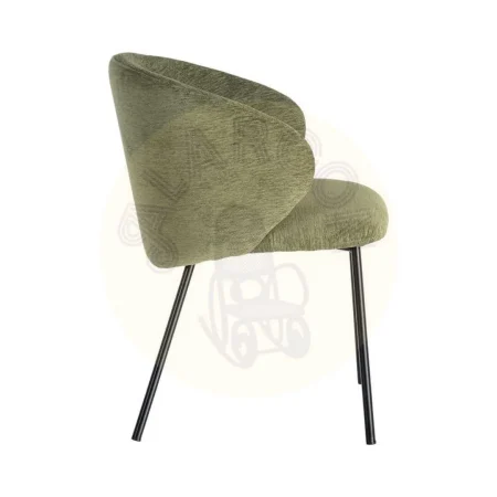Silla verde tapizada en tejido 100% poliéster con estructura metálica y reposabrazos 56.50x56x74.50cm - Ixia - 616626IX - foto-secundaria-2