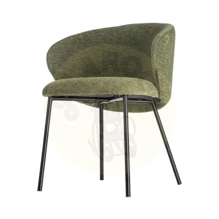 Silla verde tapizada en tejido 100% poliéster con estructura metálica y reposabrazos 56.50x56x74.50cm - Ixia - 616626IX - foto-secundaria-4