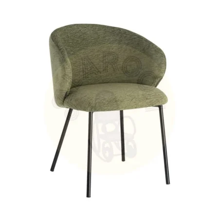 Silla verde tapizada en tejido 100% poliéster con estructura metálica y reposabrazos 56.50x56x74.50cm - Ixia - 616626IX - foto-secundaria-8