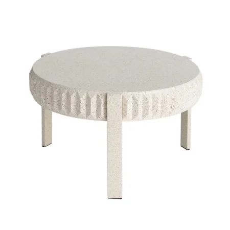 Mesa de centro blanca en metal con acabado terrazo 79x79x45cm - Ixia - 616757IX - foto-blanco