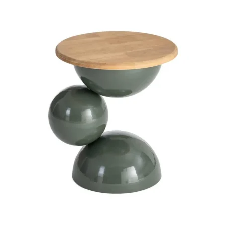 Mesita verde en madera de caucho y metal 41x41x46.50cm - Ixia - 616774IX - foto-blanco