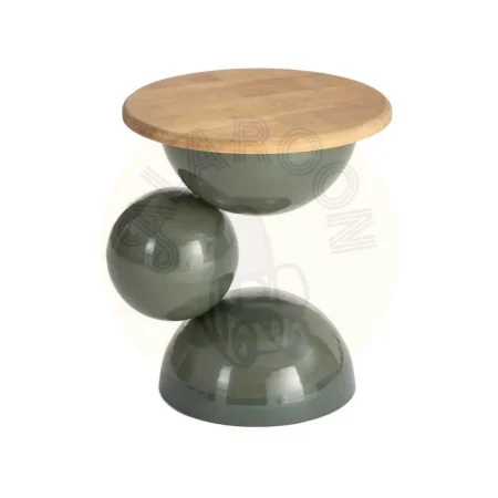 Mesita verde en madera de caucho y metal 41x41x46.50cm - Ixia - 616774IX - foto-secundaria-4
