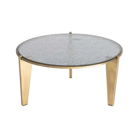 Mesa de centro oro viejo cristal templado y estructura metálica 79x79x37.50cm - Ixia - 616776IX - foto-blanco