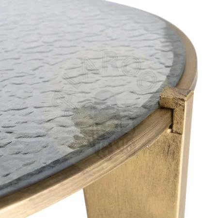 Mesa de centro oro viejo cristal templado y estructura metálica 79x79x37.50cm - Ixia - 616776IX - foto-secundaria-2