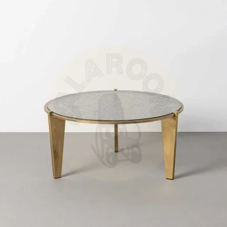 Mesa de centro oro viejo cristal templado y estructura metálica 79x79x37.50cm - Ixia - 616776IX - foto-secundaria-5