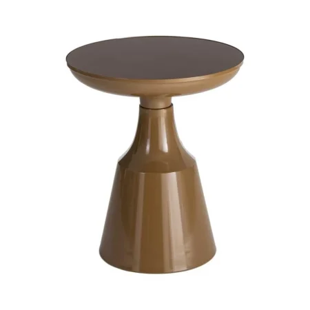 Mesita auxiliar color teja en cristal templado y metal 50x50x61.50cm - Ixia - 616778IX - foto-blanco