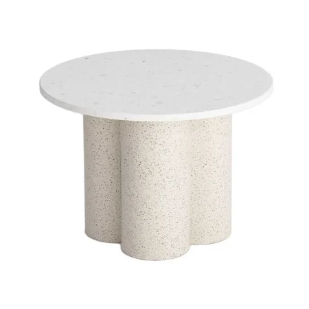 Mesa de centro blanca en metal y mármol 60x60x42cm - Ixia - 616786IX - foto-blanco