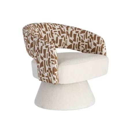 Sillón giratorio tapizado en poliéster crema ocre 71x68x72cm - Ixia - 616826IX - foto-blanco