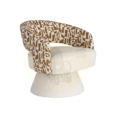 Sillón giratorio tapizado en poliéster crema ocre 71x68x72cm - Ixia - 616826IX - foto-secundaria-9