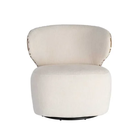Sillón Bitejido en tejido y madera color crema ocre 73x68x74cm - Ixia - 616828IX - foto-blanco