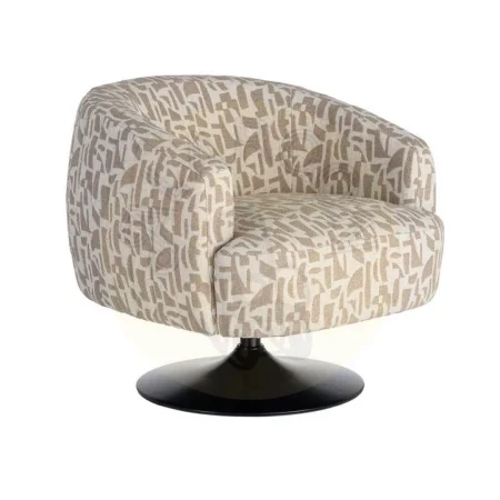 Sillón giratorio crema beige tapizado en tejido 100% poliéster con base metálica y estructura en madera conglomerada 73x80x73cm - Ixia - 616829IX - foto-secundaria-10