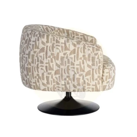 Sillón giratorio crema beige tapizado en tejido 100% poliéster con base metálica y estructura en madera conglomerada 73x80x73cm - Ixia - 616829IX - foto-secundaria-3