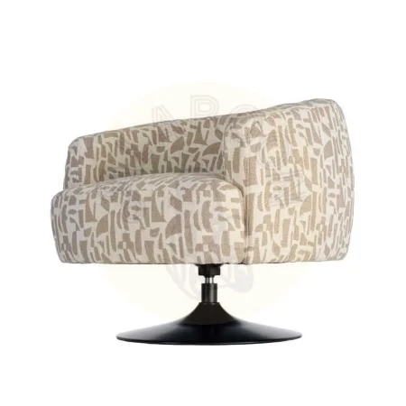 Sillón giratorio crema beige tapizado en tejido 100% poliéster con base metálica y estructura en madera conglomerada 73x80x73cm - Ixia - 616829IX - foto-secundaria-5