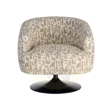 Sillón giratorio crema beige tapizado en tejido 100% poliéster con base metálica y estructura en madera conglomerada 73x80x73cm - Ixia - 616829IX - foto-secundaria-6