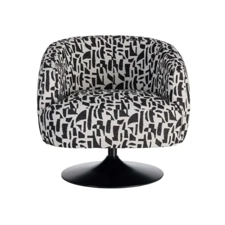 Sillón giratorio en tejido 100% poliéster negro y blanco con base de hierro y relleno de foam 73x80x73cm - Ixia - 616830IX - foto-blanco