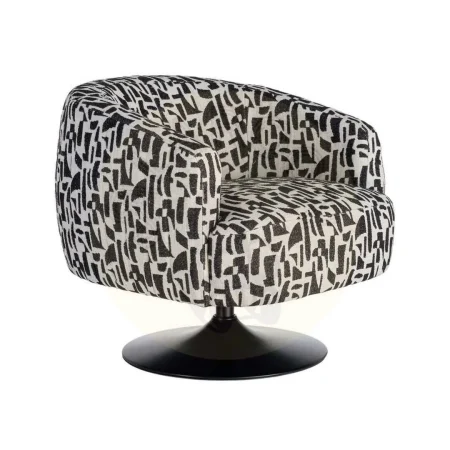 Sillón giratorio en tejido 100% poliéster negro y blanco con base de hierro y relleno de foam 73x80x73cm - Ixia - 616830IX - foto-secundaria-10