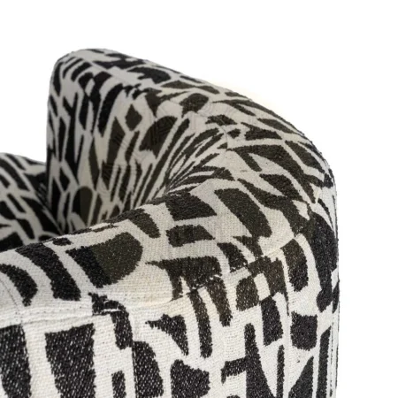 Sillón giratorio en tejido 100% poliéster negro y blanco con base de hierro y relleno de foam 73x80x73cm - Ixia - 616830IX - foto-secundaria-2