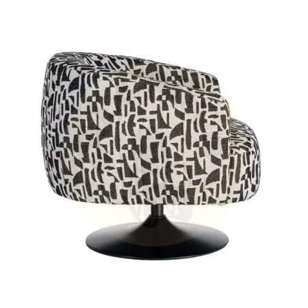 Sillón giratorio en tejido 100% poliéster negro y blanco con base de hierro y relleno de foam 73x80x73cm - Ixia - 616830IX - foto-secundaria-3