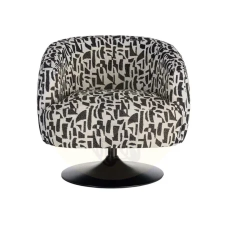 Sillón giratorio en tejido 100% poliéster negro y blanco con base de hierro y relleno de foam 73x80x73cm - Ixia - 616830IX - foto-secundaria-6