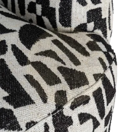 Sillón giratorio en tejido 100% poliéster negro y blanco con base de hierro y relleno de foam 73x80x73cm - Ixia - 616830IX - foto-secundaria-7