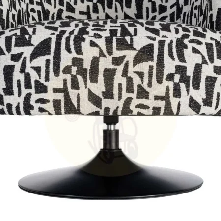 Sillón giratorio en tejido 100% poliéster negro y blanco con base de hierro y relleno de foam 73x80x73cm - Ixia - 616830IX - foto-secundaria-8