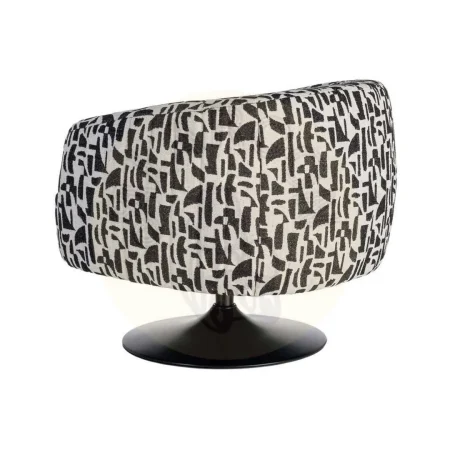 Sillón giratorio en tejido 100% poliéster negro y blanco con base de hierro y relleno de foam 73x80x73cm - Ixia - 616830IX - foto-secundaria-9