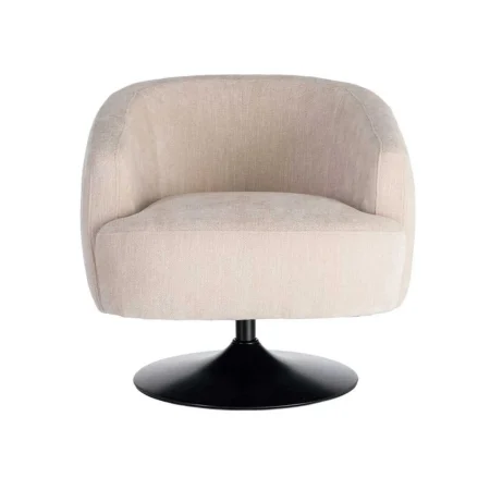 Sillón giratorio crema en tejido poliéster estructura madera conglomerada pata de hierro relleno foam 73x80x73cm - Ixia - 616831IX - foto-blanco
