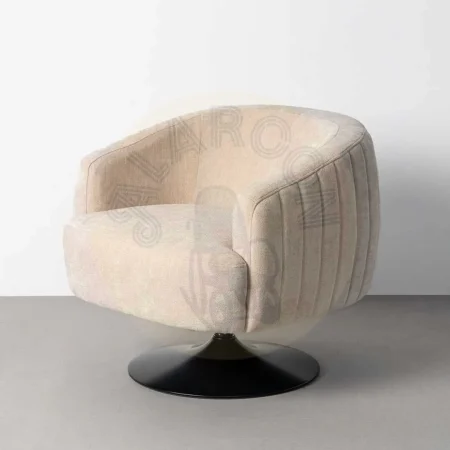 Sillón giratorio crema en tejido poliéster estructura madera conglomerada pata de hierro relleno foam 73x80x73cm - Ixia - 616831IX - foto-secundaria-10