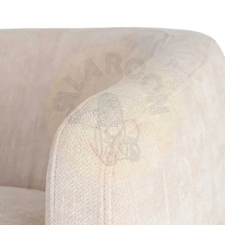Sillón giratorio crema en tejido poliéster estructura madera conglomerada pata de hierro relleno foam 73x80x73cm - Ixia - 616831IX - foto-secundaria-4