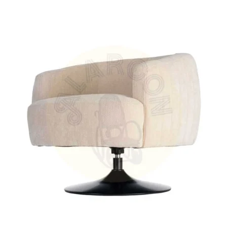 Sillón giratorio crema en tejido poliéster estructura madera conglomerada pata de hierro relleno foam 73x80x73cm - Ixia - 616831IX - foto-secundaria-5