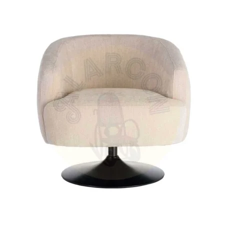 Sillón giratorio crema en tejido poliéster estructura madera conglomerada pata de hierro relleno foam 73x80x73cm - Ixia - 616831IX - foto-secundaria-6